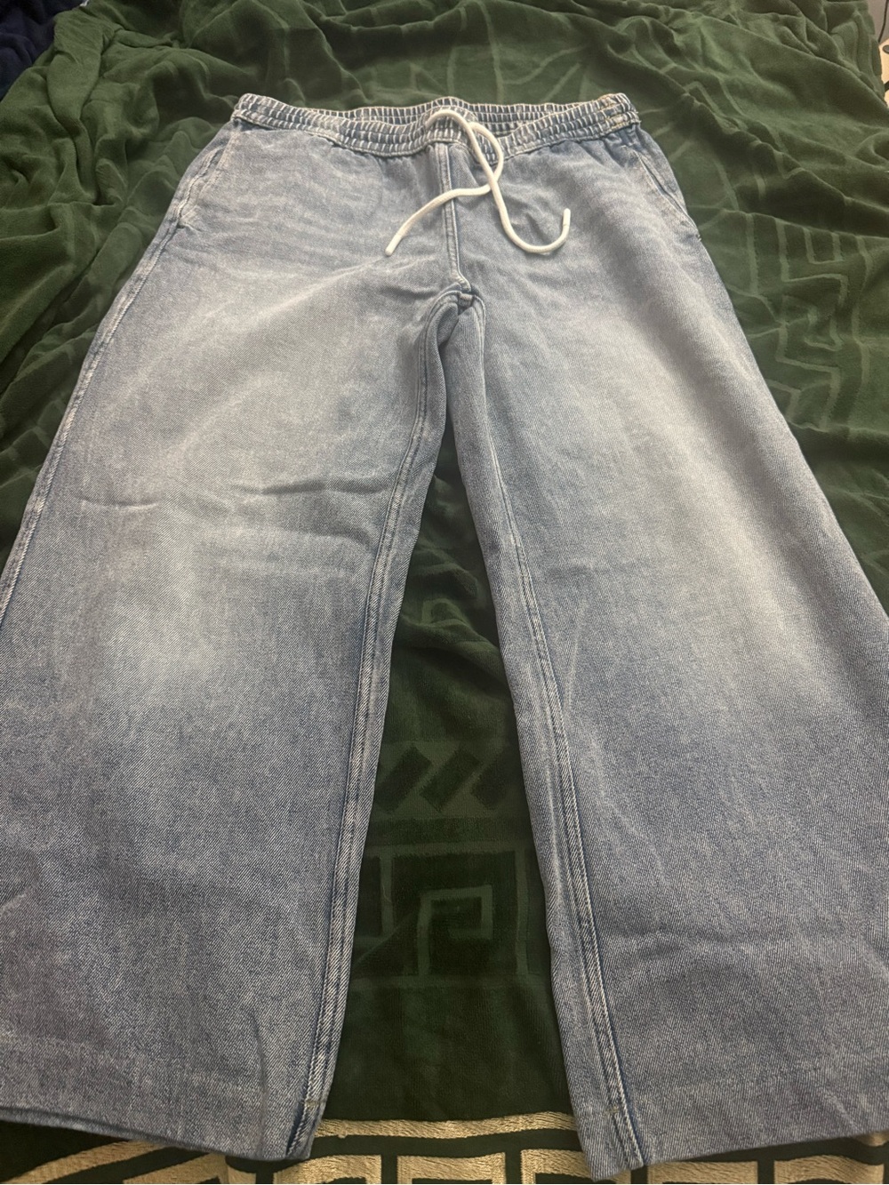H&M Men's Light Wash Relaxed Drawstring Jeans